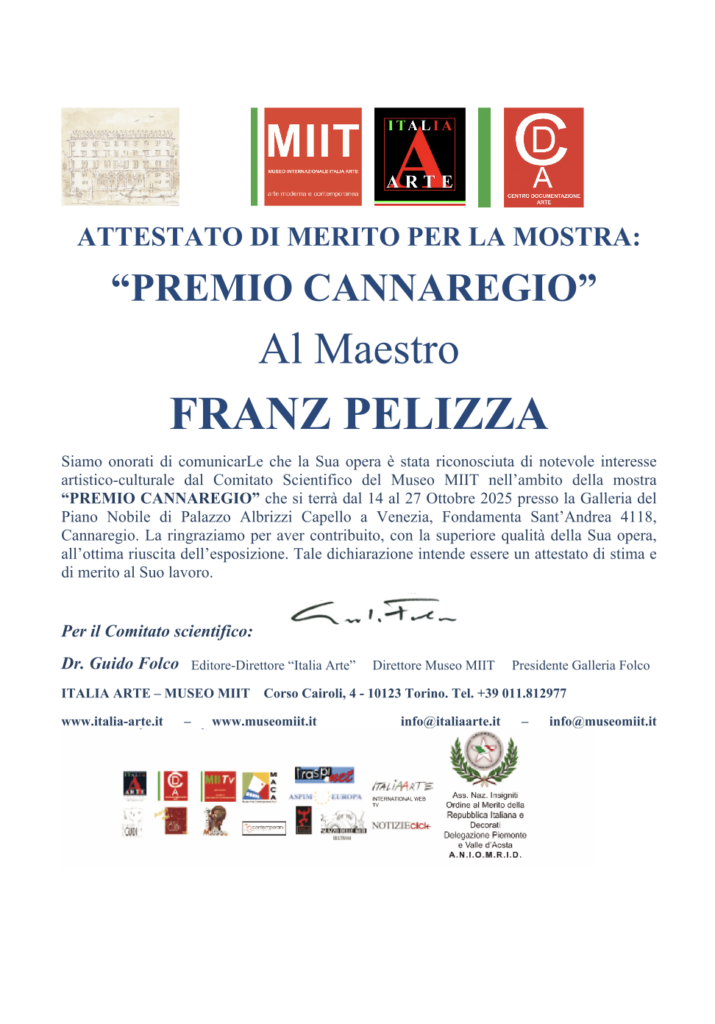 Attestato Premio Cannaregio 2025